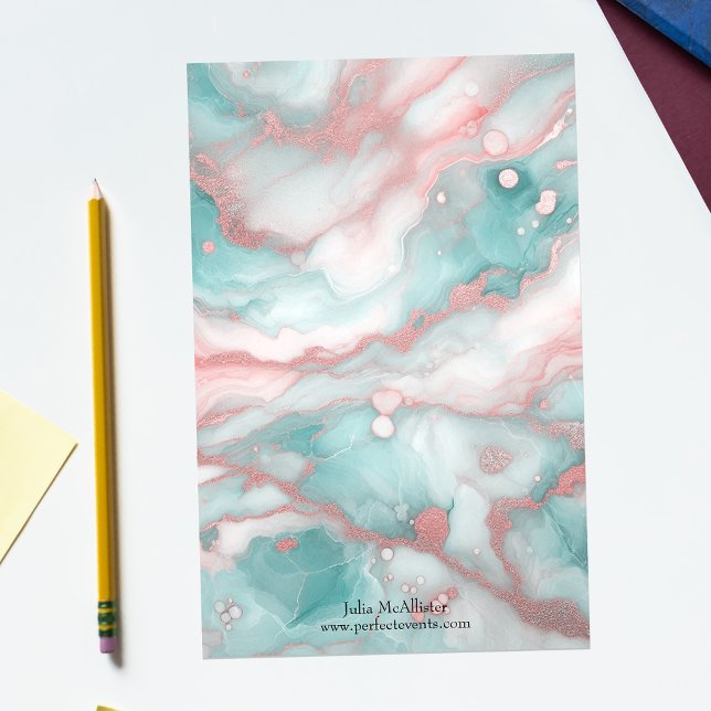 Papelaria Mármore Chic Pastel Elegante com sotaques Dourados (Criador carregado)