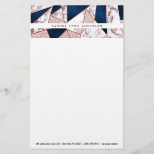 Papelaria Mármore Geométrico de Glitter Dourado Luxuoso Ro