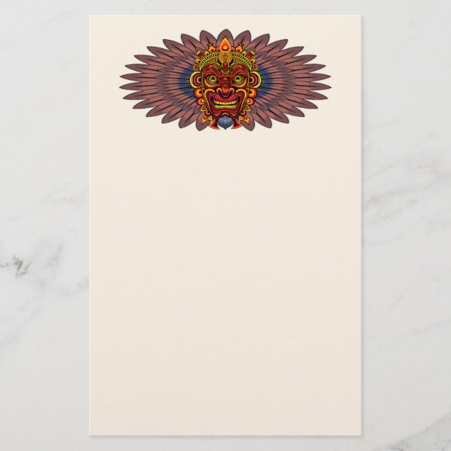 Papelaria Máscara Ritual do Rei Guerreiro Tribal (Frente)