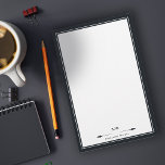 Papelaria Másculina Elegante Negra Monograma<br><div class="desc">Papelaria elegante com quadros pretos. Adicione sua inicial e seu nome na parte inferior,  as duas linhas separadas por mergulhadores inspirados em espadas.</div>