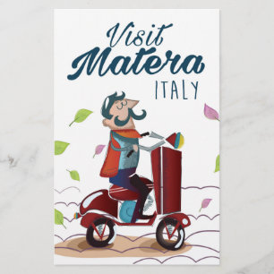 Papelaria Matera Itália desenho animado scooter viagem impre