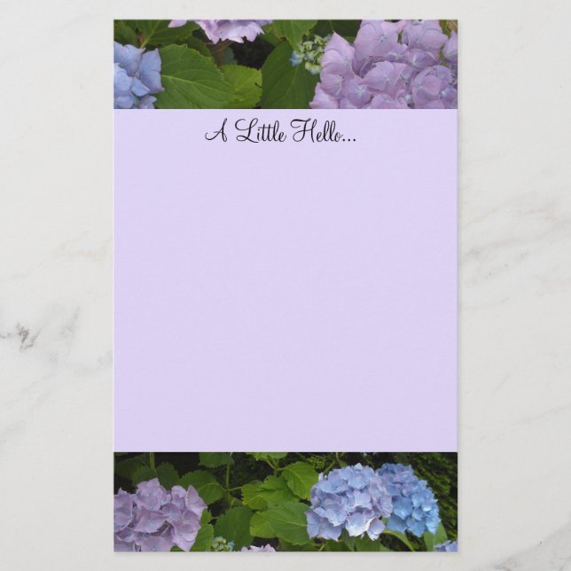 Papelaria Mauve e Blue Hydrangeas (Frente)