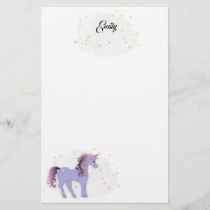 Papelaria Mauve Unicorn e Estrelas Douradas