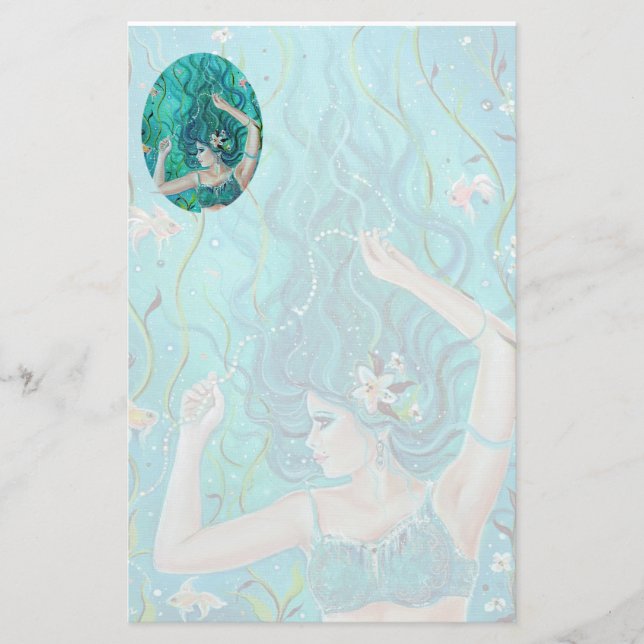 Papelaria Maya Mermaid stationery por Renee L. Lavoie (Frente)