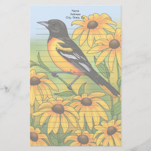 Papelaria MD State Bird Oriole e Susan Flower de olhos negro