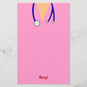 Papelaria Médico cor-de-rosa engraçado esfrega lunático