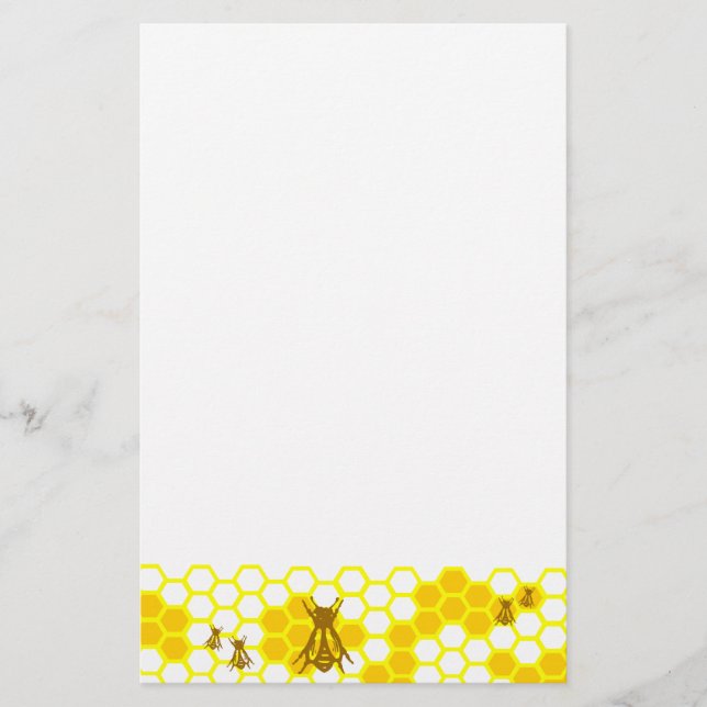 Papelaria Mel Abelha Amarelo Folheto Sem Linhas (Frente)
