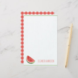 Papelaria Melancia de Verão e Xadrez Vermelho de Gingham