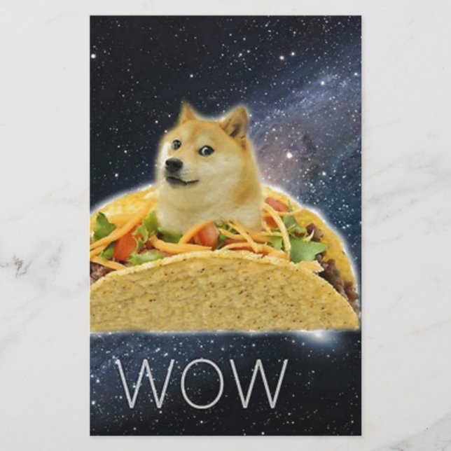 Papelaria meme do taco espacial doge (Frente)