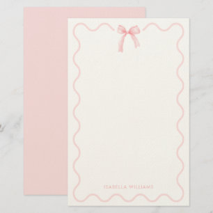Papelaria Menina com Laço Rosa Elegante Personalizado