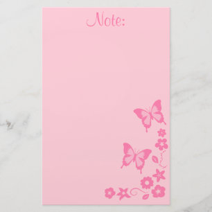 Papelaria Menina de flores cor-de-rosa elegante da borboleta