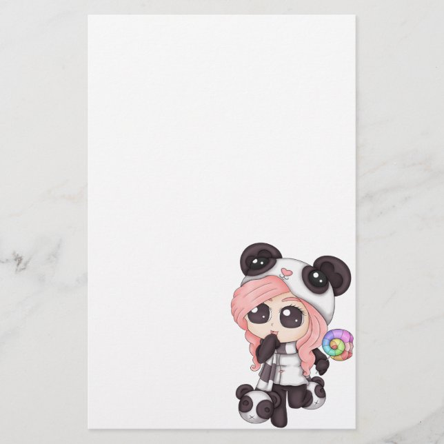 Papelaria Menina de Panda de Animes de Arco-Íris (Frente)