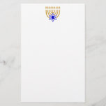 Papelaria Menorah e a estrela de David<br><div class="desc">Menorah Dourado com a estrela de David azul na parte inferior center</div>