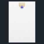 Papelaria Menorah e a estrela de David<br><div class="desc">Menorah Dourado com a estrela de David azul na parte inferior center</div>