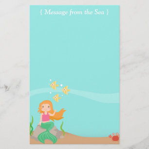 Papelaria Mensagem do Mar, Sereia com Animais Oceânicos
