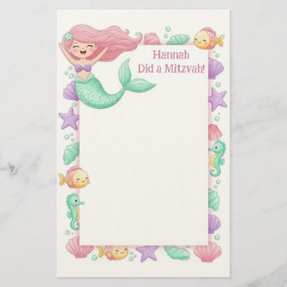 Papelaria Mermaid Personalizada Nota Mitzvah