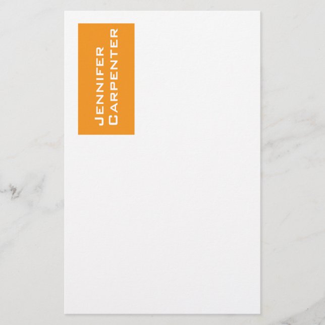 Papelaria Minimalista moderno profissional laranja branco (Frente)