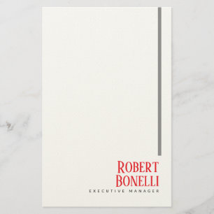 Papelaria Minimalista Preto Vermelho & Branco Moderno Simple