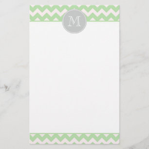 Papelaria Mint Chevron Monogram