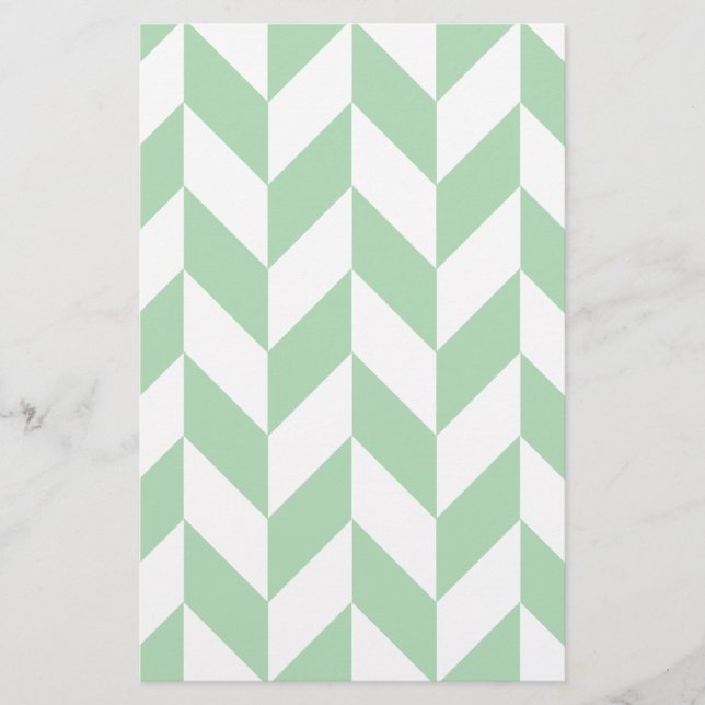 Papelaria Mint Green Herringbone Pattern (Frente)