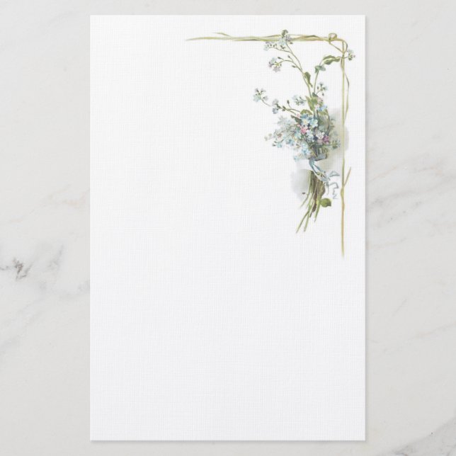 Papelaria Miosótis azuis e cor-de-rosa (Frente)