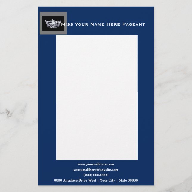 Papelaria Miss América estilo Bold Boxes Letterhead (Frente)