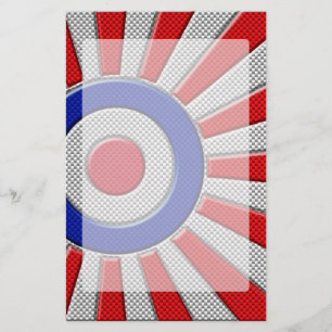 Papelaria Mod Roundel Asiático Sunburst no Estilo de Fibra 