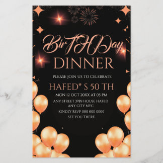 Papelaria Modelo de Convite de Jantar de Aniversário Digital