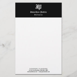 Papelaria Modelo de Elegante Preto Preto e Manuscrito Vintag