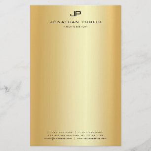 Papelaria Modelo de Monograma Elegante Dourado