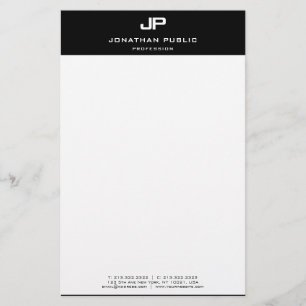 Papelaria Modelo elegante branco preto moderno personalizado