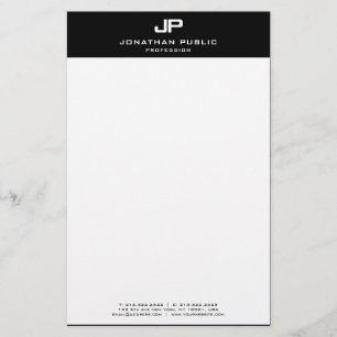 Papelaria Modelo Elegante branco preto personalizado