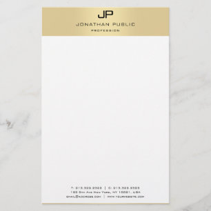 Papelaria Modelo Elegante Moderno, Dourado E Branco