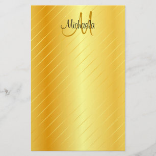 Papelaria Modelo Moderno Elegante de Monograma Dourado Perso