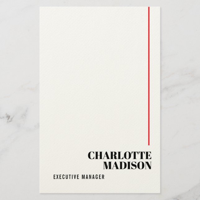 Papelaria Modern Simple Black White Trendy Minimalist Plain  (Frente)