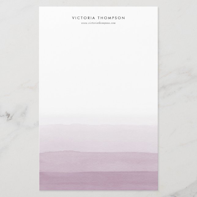 Papelaria Modern Watercolor Purple Ombre Personalizado (Frente)