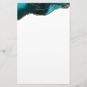 Papelaria Moderno da Agitação Dourada do Teal Chic