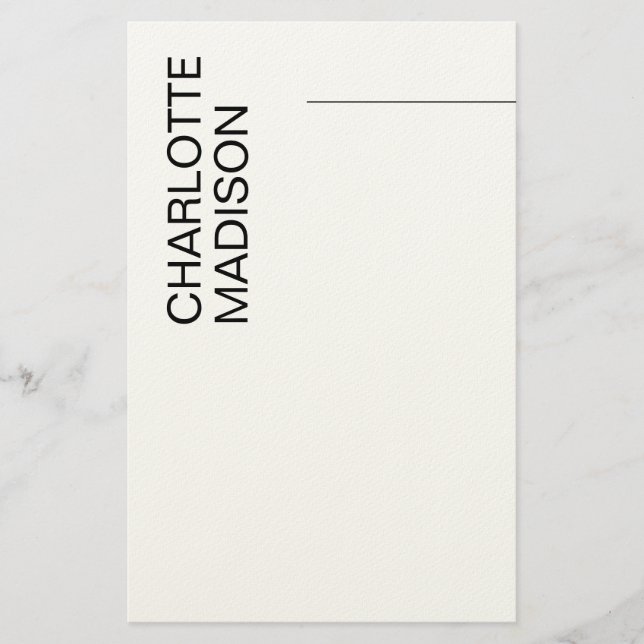 Papelaria Moderno Simples Preto Branco Moderno Minimalista S (Frente)