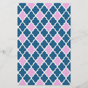 Papelaria moderno, trendy rosa e azul-marinho quatrefoil
