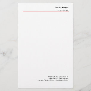 Papelaria Moderno Vermelho Branco Simples Minimalista