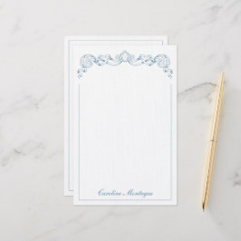 Papelaria Moldura de Crista de Fita Azul e Branco Personaliz