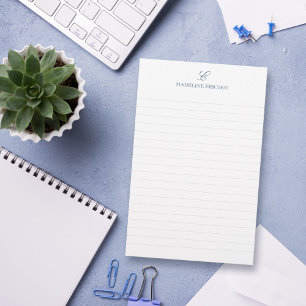 Papelaria Monograma Azul Escuro e Branco Vinculado