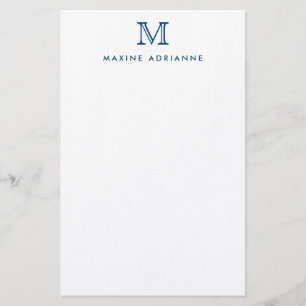 Papelaria Monograma Azul Moderno e Simples Marinho Elegante 
