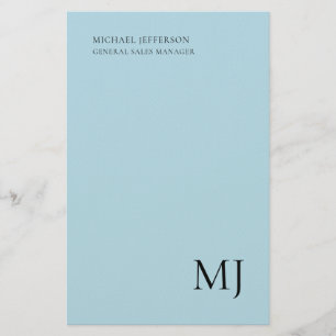 Papelaria Monograma Azul Simples Roupa de Negócios da Moda