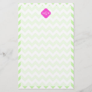 Papelaria Monograma branco de Quatrefoil 3 do rosa quente de