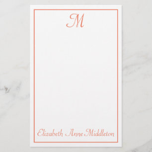 Papelaria Monograma Branco e Rosa de Salmão