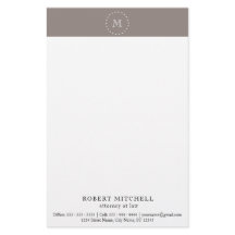 Monograma Brown Elegant Professional Stationery