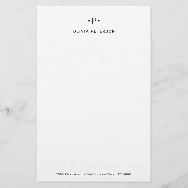 Papelaria Monograma Chic e Mínimo| Preto e branco (Frente)