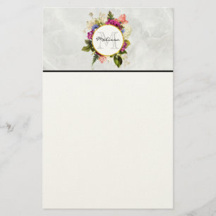 Papelaria Monograma cor-de-rosa moderno do buquê floral da