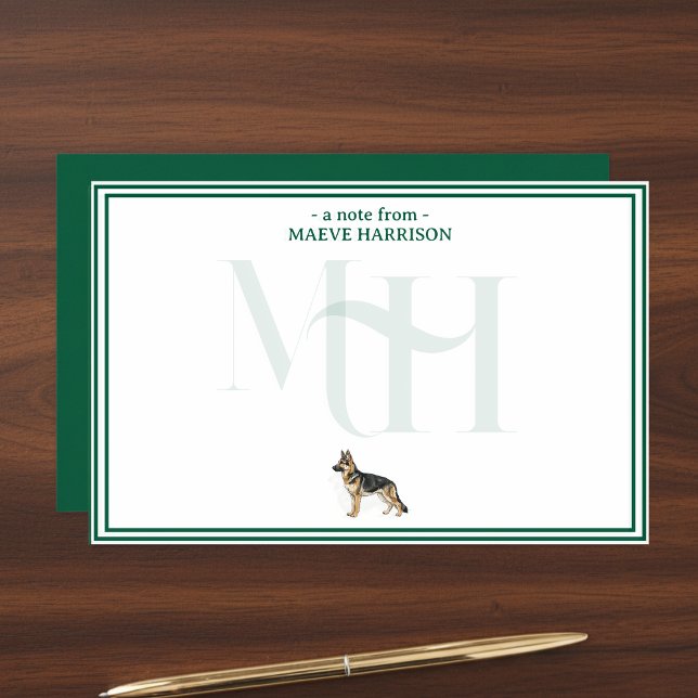 Papelaria Monograma da Nota de German shepherd Personalizada (Gift custom stationery to the dog lover in your life! )